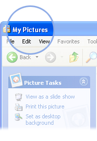 Example of Trebuchet MS Bold 10 point in the My Pictures title bar.